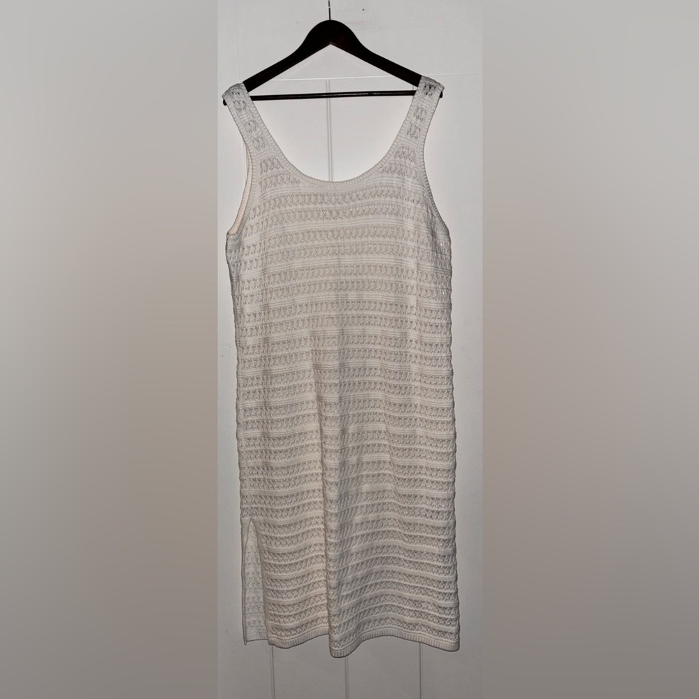Old Navy Crochet Open Knit White Bodycon Dress Women‎ XL Swim Cover Up Midi - Picture 2 of 8